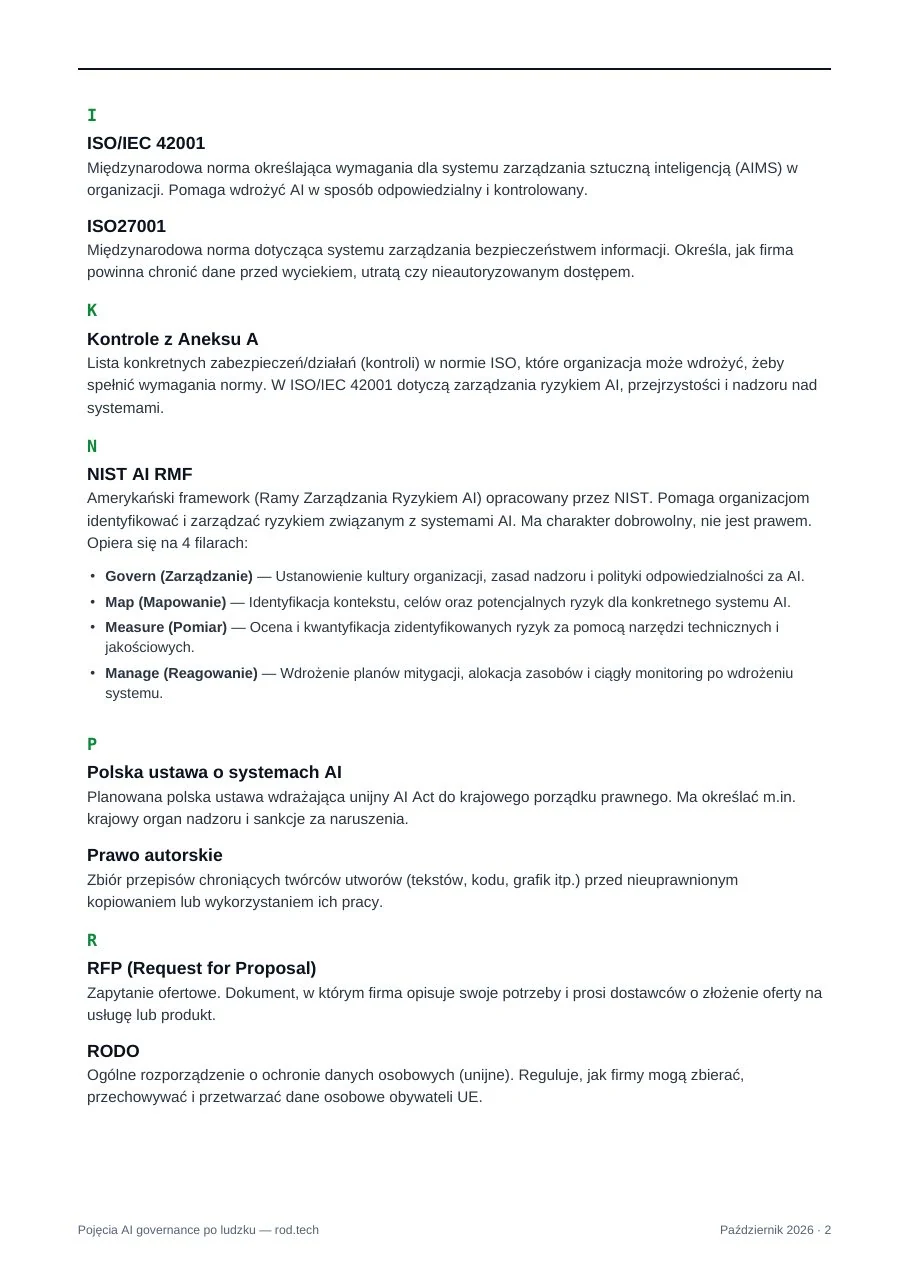 Pojęcia AI governance, strona 2: od ISO/IEC 42001 do RODO